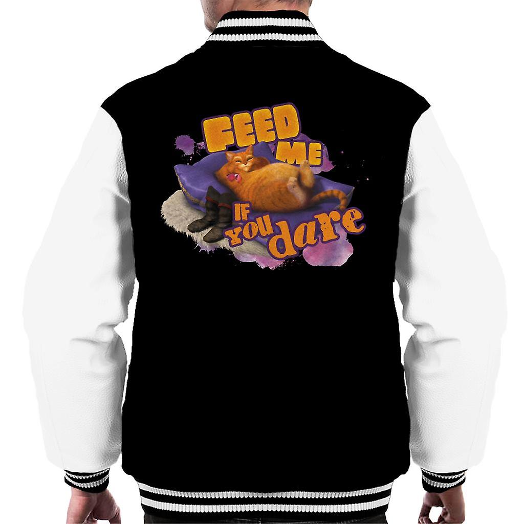 Shrek Puss In Boots Feed Me If You Dare Men's Varsity Jacket