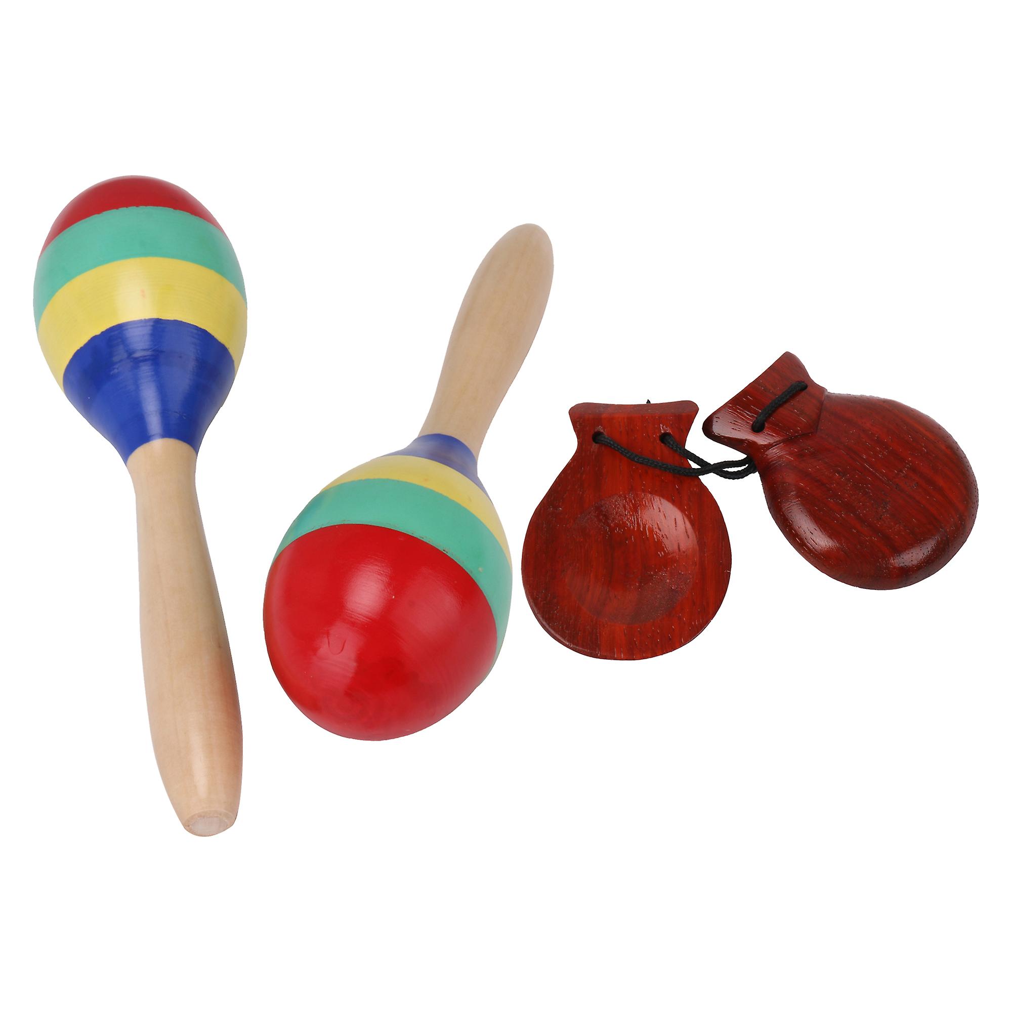 4 Pcs Mahogany Castanets Hand Clappers for Music Lover & Wooden