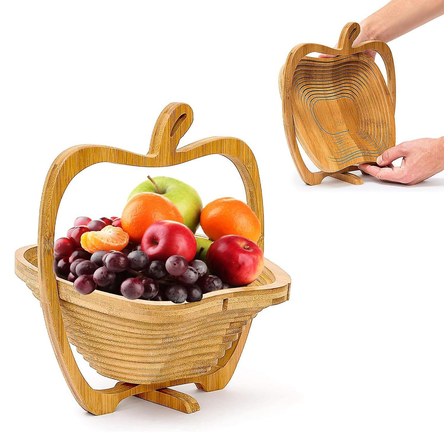 Apple Design Foldable Fruit Basket - Premium Walnut for Gifting & Home