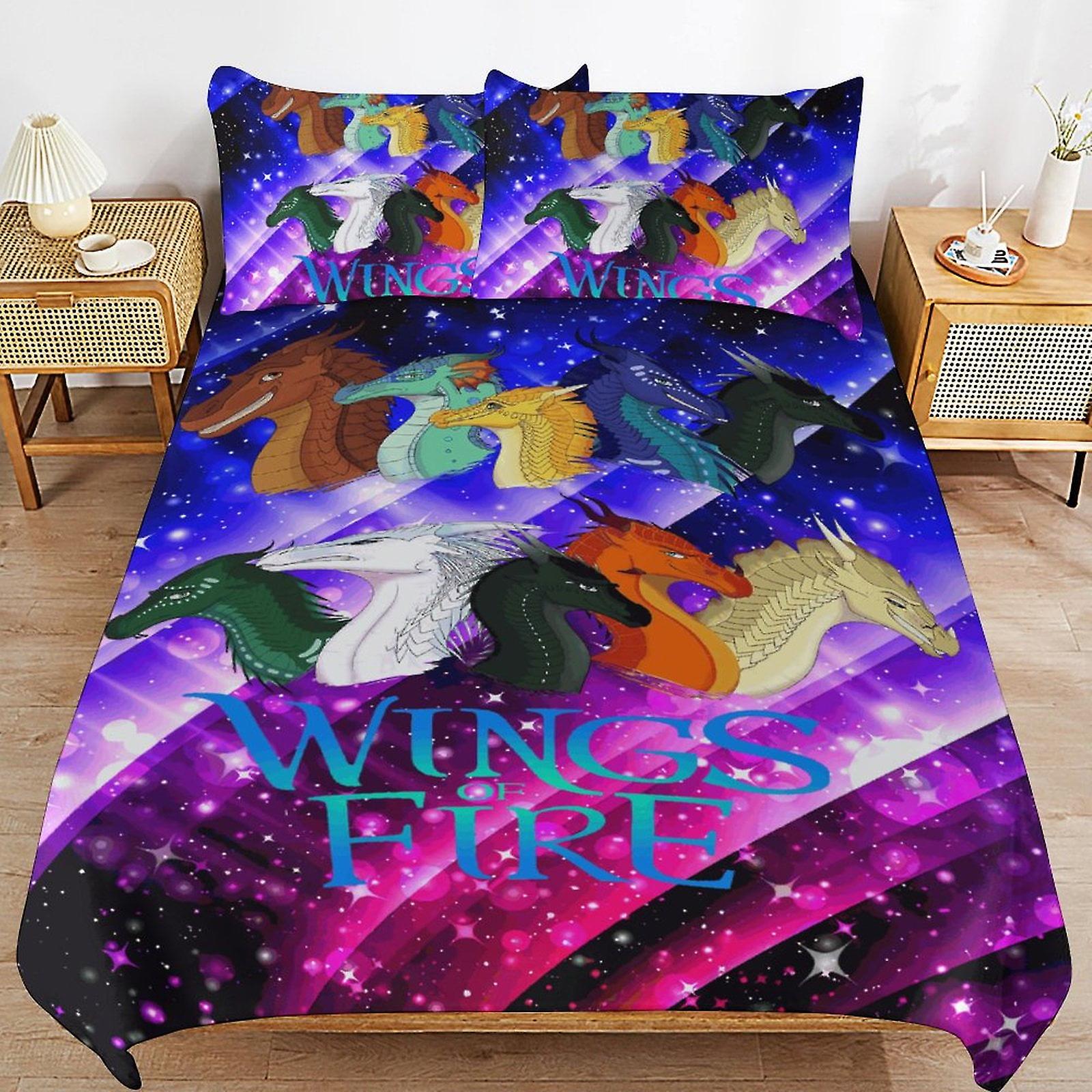 Wings of Fire Bed Poszwa na kołdrę Zestawy pościeli z mikrofibry Drukowane w 3D lekkie 3-częściowe zestawy kołder, 1 poszewka na kołdrę i 2 poduszki dla dzieci Chłopcy Gi