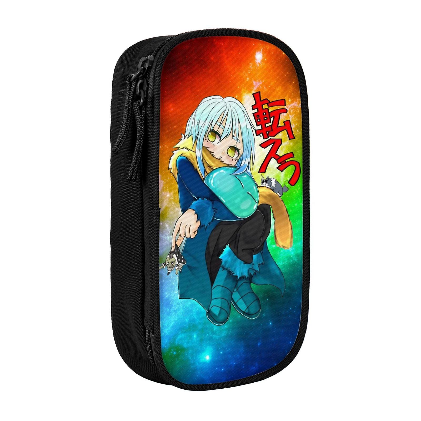 Anime That Time I Got Reincarnated As A Slime Pencil Pouch Case Makeup Bag Large Capacity Zipper Cosmetic Bag Double Layer Storage Pen Bag Pouch
