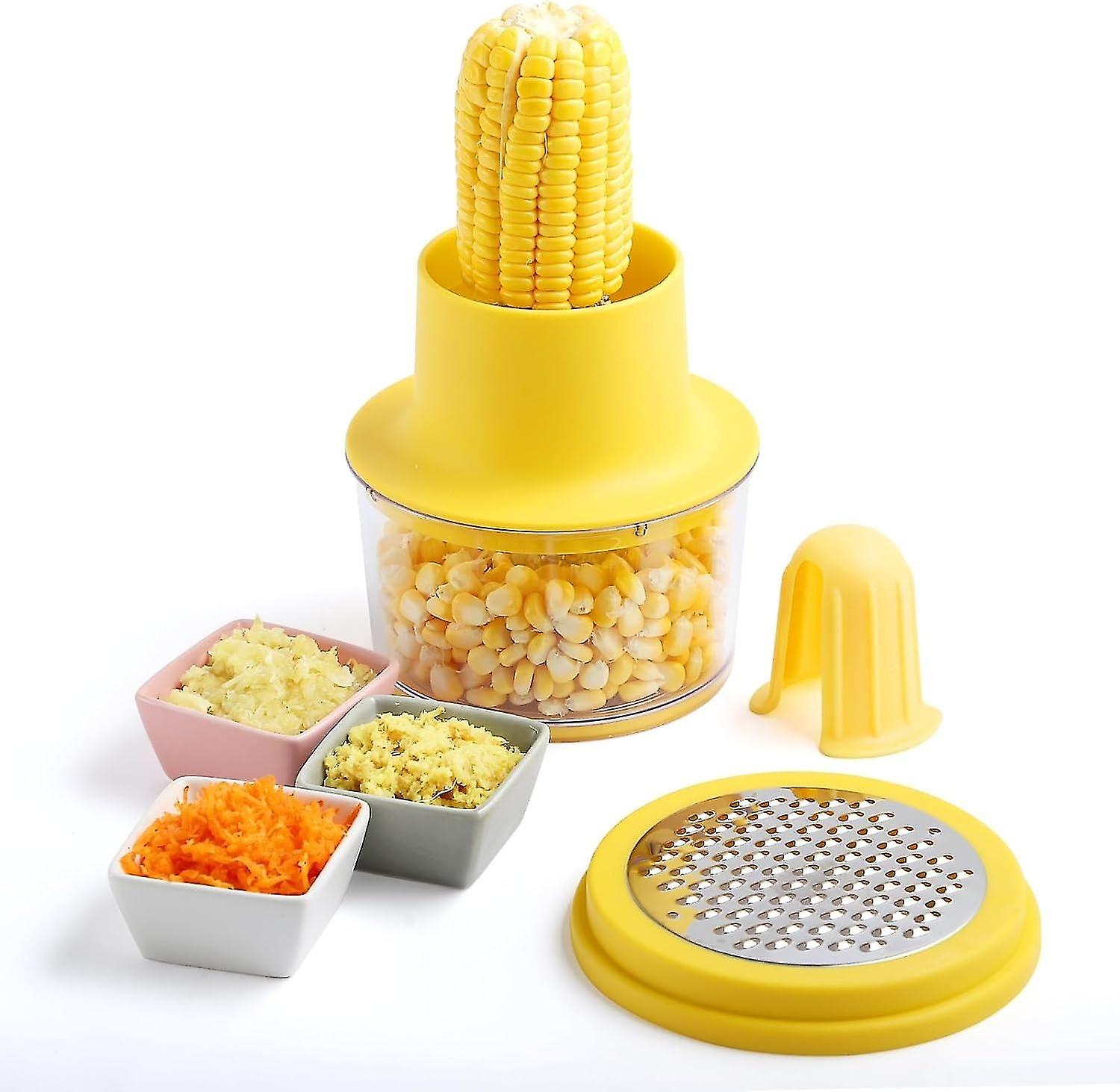 Corn Peeler, Corn Stripper, Corn cob Stripping Tool Corn Cutter & Remover with Built-In Cup Grater,