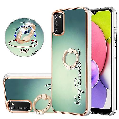 For Samsung Galaxy A03s Us Version Electroplating Dual-side Imd Phone Case With Ring Holder(smile)