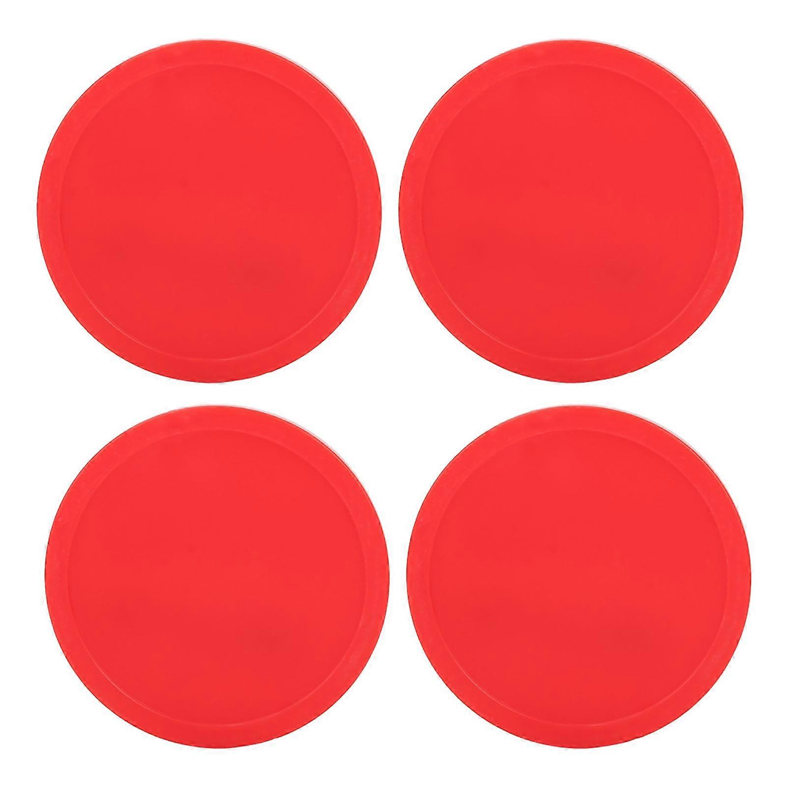 Emoshayoga Air Ice Hockey Piece, 4 Pcs Pucks Piece, Red Plastic Air Ice Hockey Pucks Piece Replaceable for Tables Game Equipment(S(63mm))