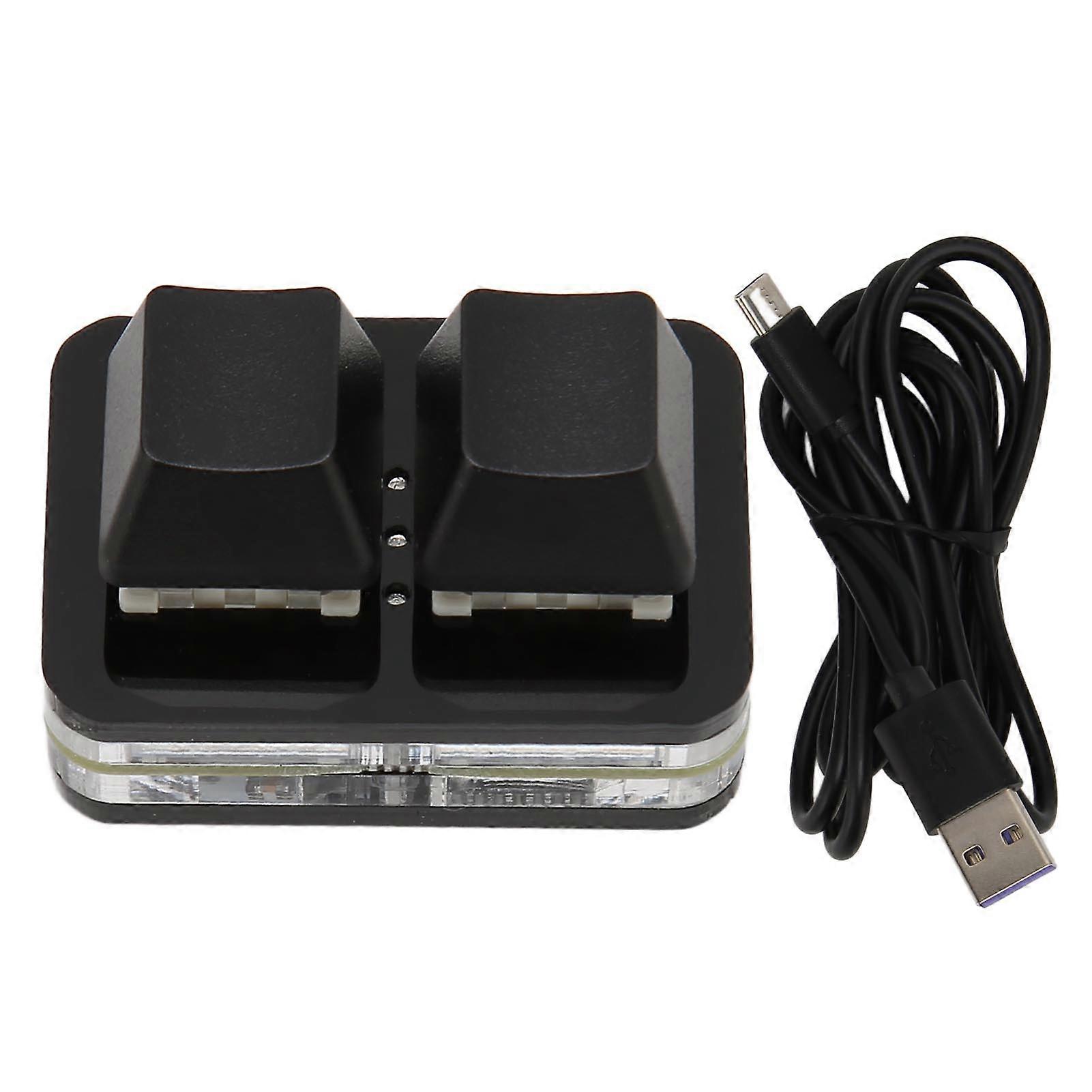 USB 2 Key Mini Keypad Custom RGB LED Backlight Macro Programming Keyboard for Windows for OS X for Linux Black