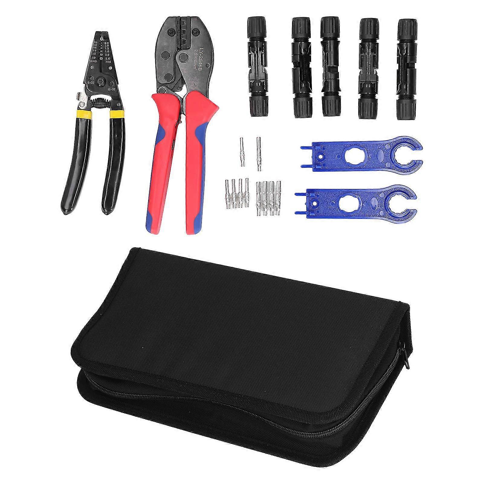 Solar Connector Tool Kit - Pliers, Wrench, Crimping Tool with Storage Bag