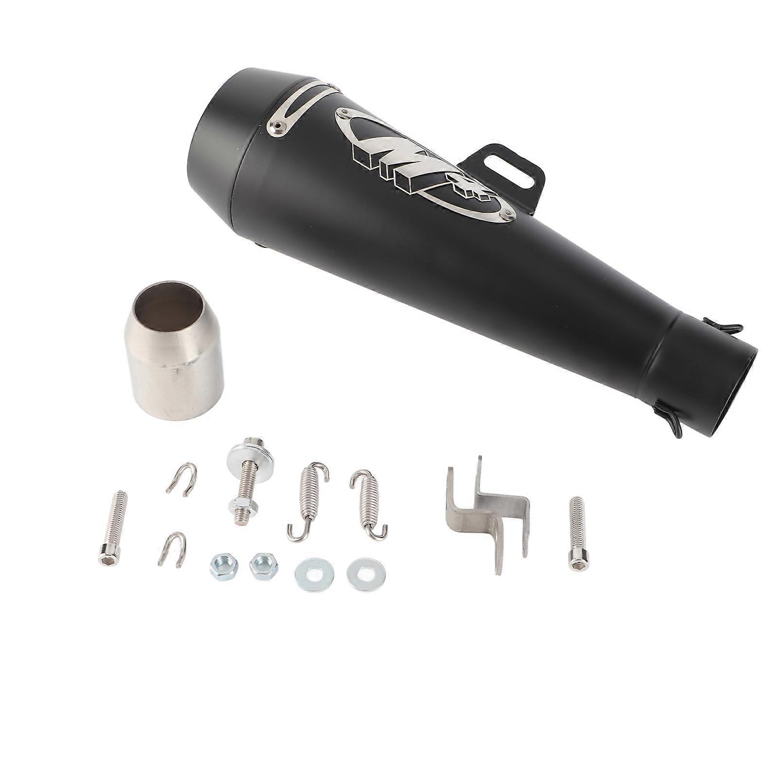 Black Motorcycle Exhaust Muffler Pipe Stainless Steel Tail Pipe Tip Kit High Performance Better Sound Universal Fit E2U711