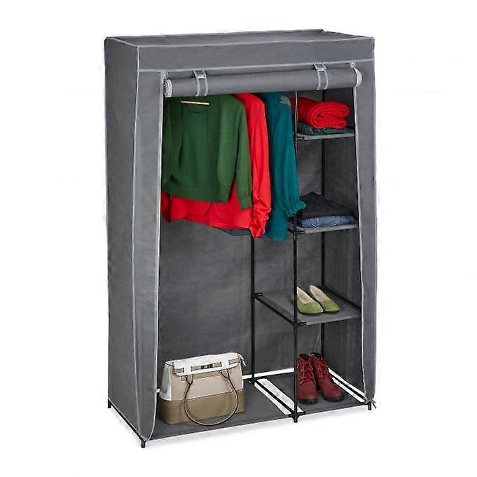 Fabric wardrobe with clothes rail