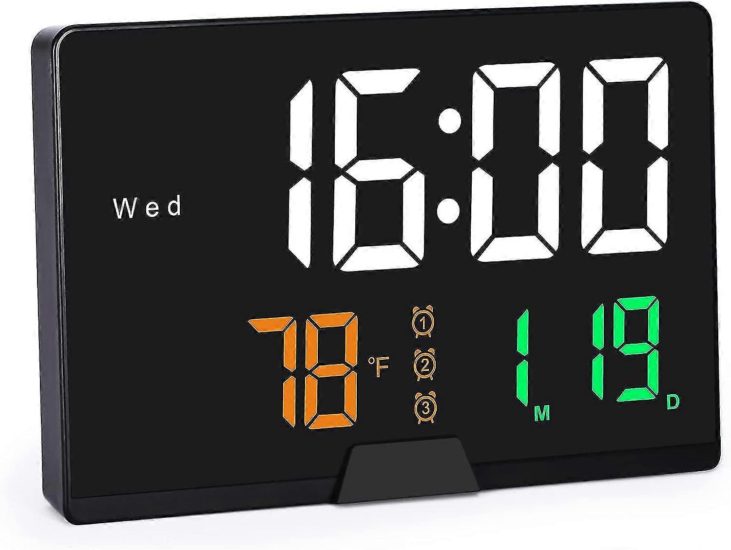 Silent Alarm Clocks Bedside USB Charging Port, Portable Desk Clock with Calendar