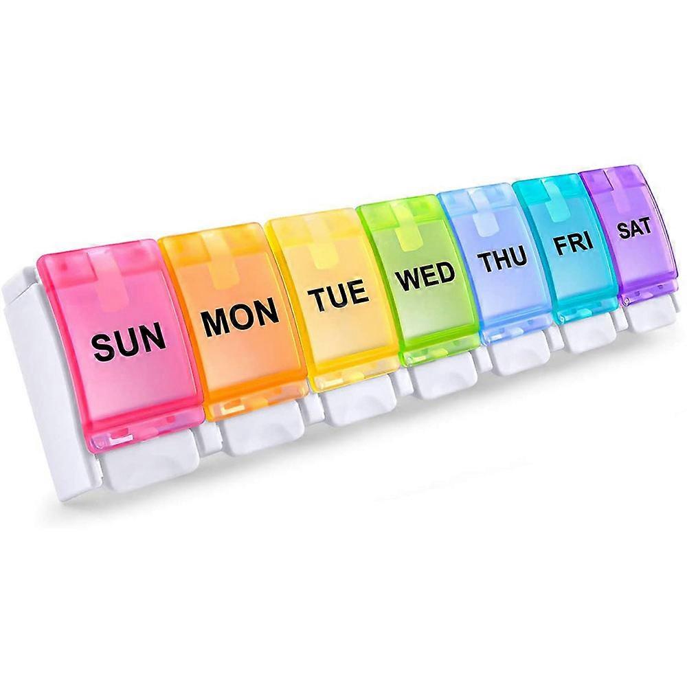 Pill Organizer, Easy to Open Weekly Pill Box, 7 Day Pill Case Pop Open for Vitamins, Fish Oils, Supplements