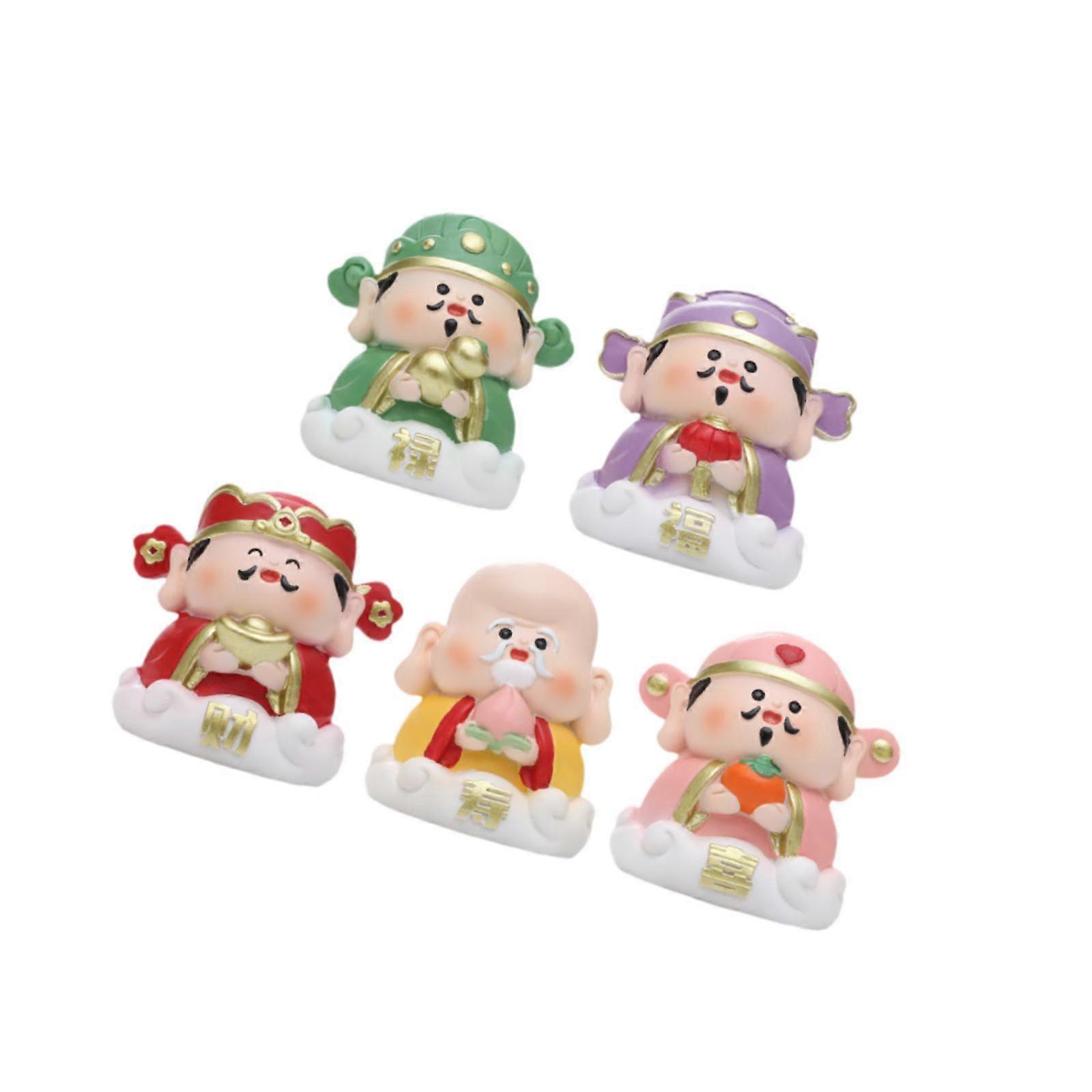 5Pcs Miniature Figurines Fengshui Ornament Car Sculpture Buddha Resin Statue
