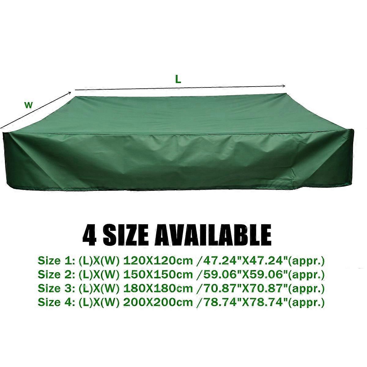 Sandpit Cover 150x150 cm Waterproof Cover UV Protection 70% Protection for Oxford Sandpit with Drawstring, Green (150x150 cm)