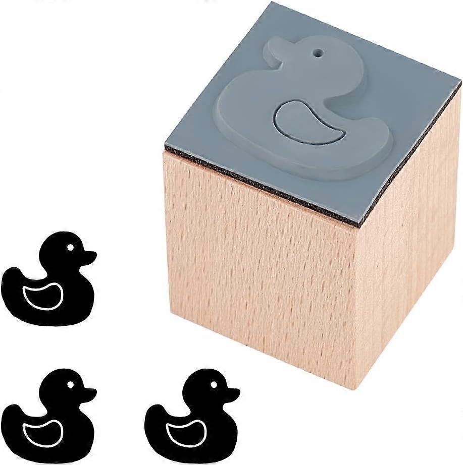 Duck Wooden Rubber Stamp 1 Inch Square Wooden Stamps with Rubber 32mm/1.3 Inch Thick Vintage Rubber Stamps Small Mini Stamp for Scrapbooking Card Maki