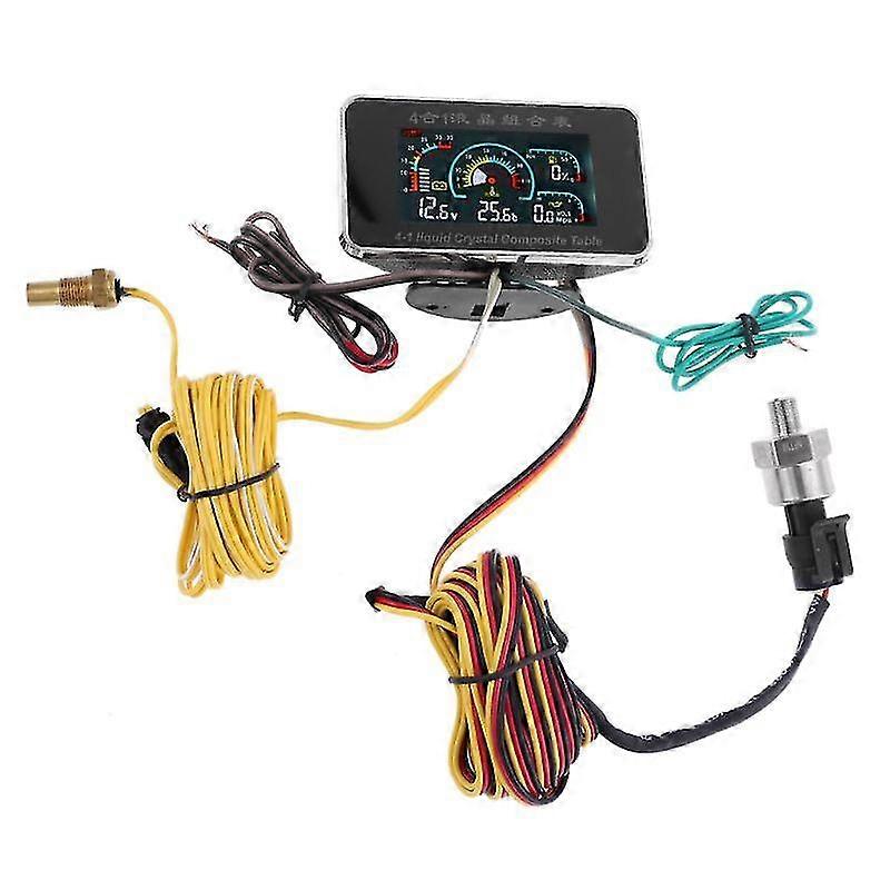 12v 24v Samochód 4w1 Cyfrowy woltomierz Ciśnienie oleju Paliwo Woda Monitor temperatury Alarm Gauge