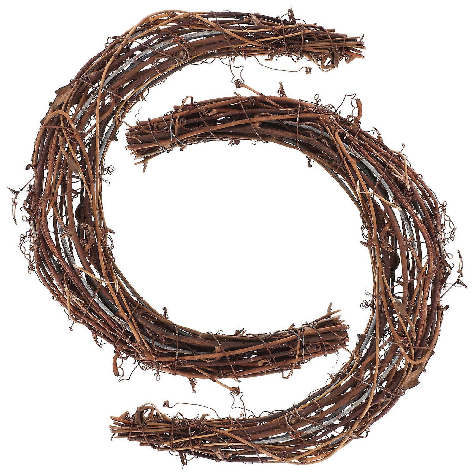 2pcs Moon Shape DIY Rattan Wreath Handmade DIY Rattan Rings Vine Branch Wreath for DIY Crafts