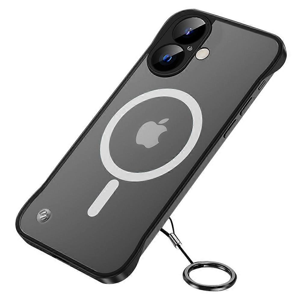 For iPhone 16 Plus Case Compatible with MagSafe Matte PC Frameless Mobile Cover - Black