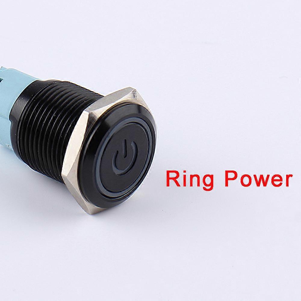 40pcs 16mm Metal Push Button Switch Oxidized Black Waterproof Latching Fixed switch Momentary Reset Button Ring Power LED