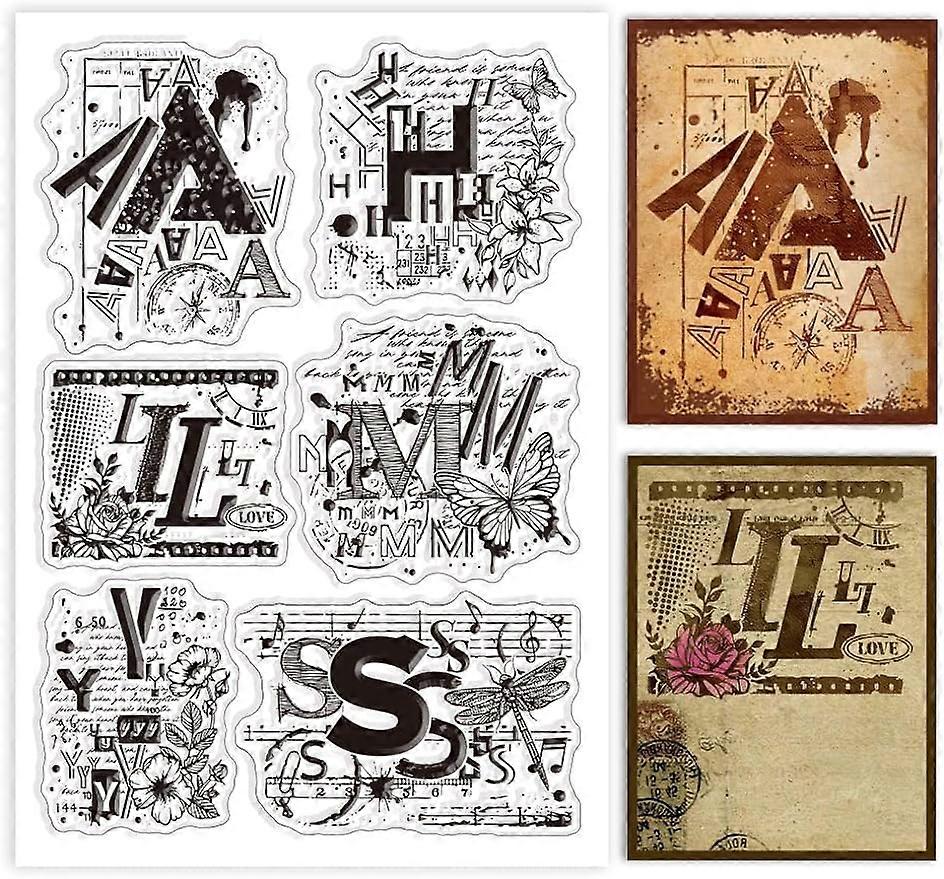 1Sheet Vintage Letters Background Silicone Clear Stamp