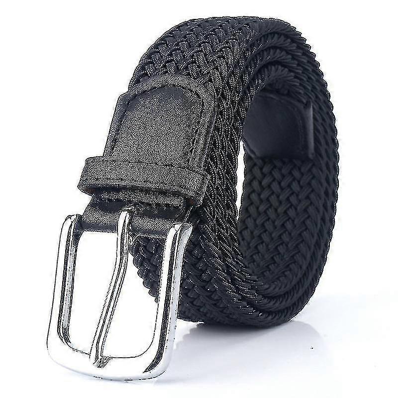 Elastic Braided Belt, Canvas Elastic Elastic Band, Pin Buckle Canvas Belt For Men And Women, Braided Canvas Belt For Young Students 1 Pair Black