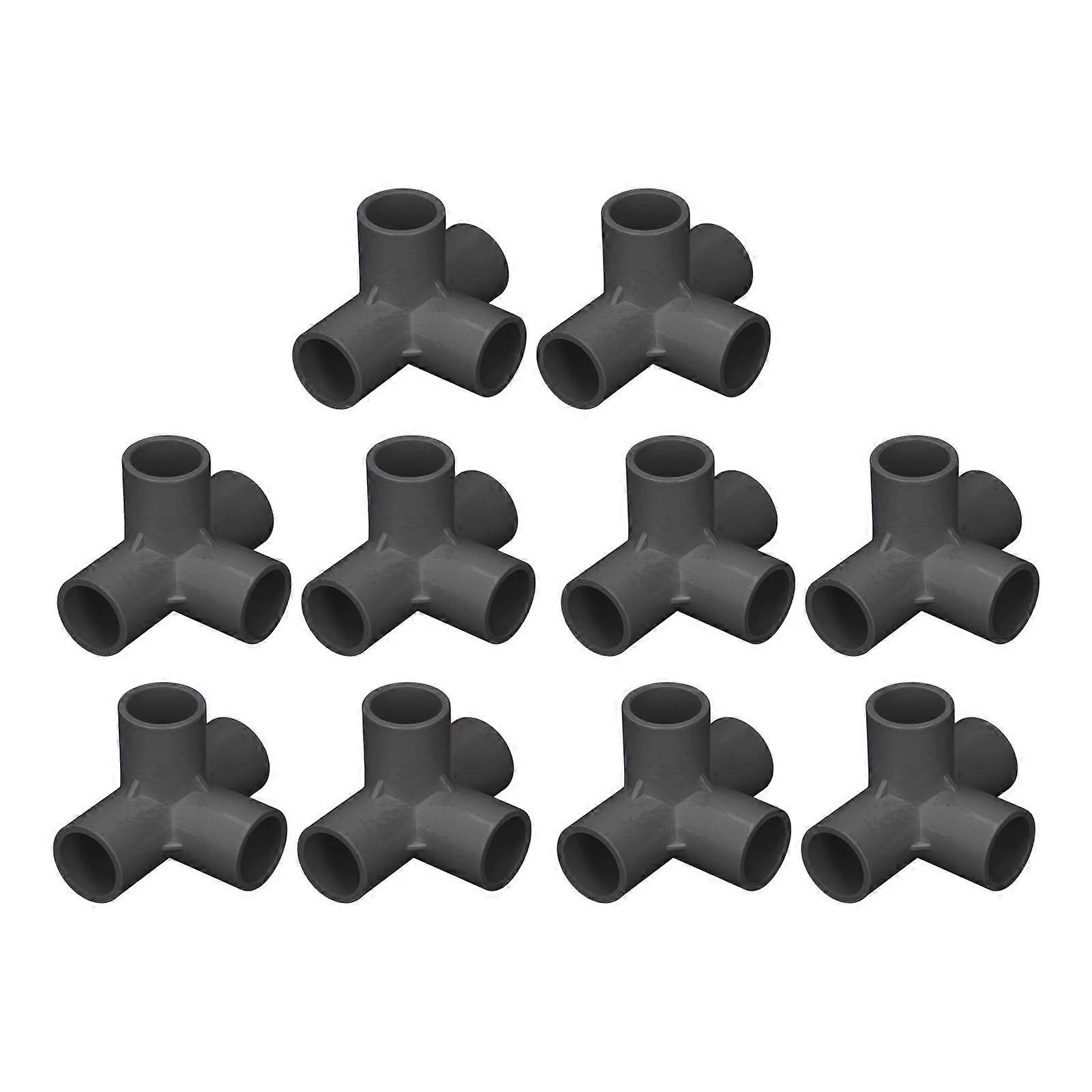 10PCS Pipe Fitting Connectors PVC 0.8in Pipe Splice 4 Way Elbow Fitting for Funniture Tent Connection Black