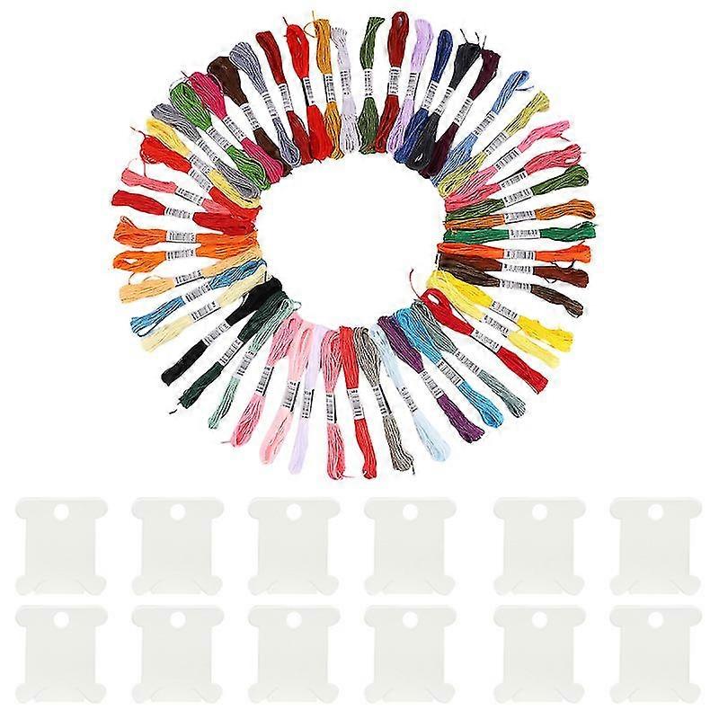 1 set 50 colors premium rainbow color embroidery floss with cotton threads craft floss embroidery floss set for cross stitch with 12 pcs thread windin