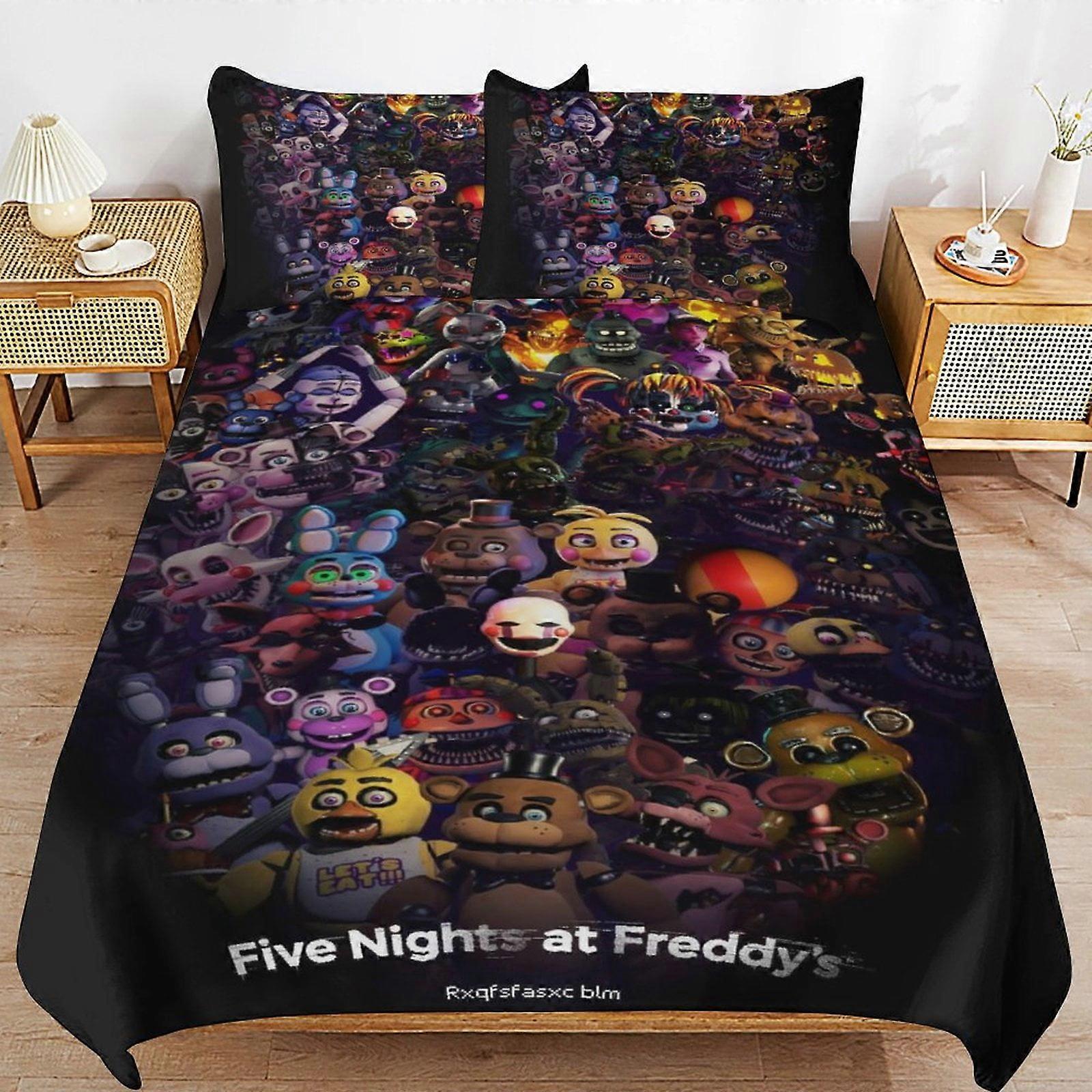 x554 Cinco Noites no Freddy' s Capa de Edredom de Cama Microfibra Conjuntos de Cama Impressos em 3D Conjuntos de Edredom Leves de 3 Peças, 1 Capa de Edredom e 2 Travesseiros