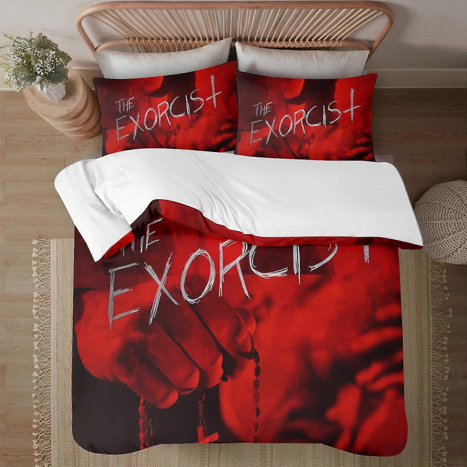 v542 O Exorcista Capa de Edredom Macia Impressa em 3D Conjunto de Cama com Capa de Edredom Conjunto de 3 Peças Inclui 2 Fronhas e 1 Capa Lavável na Máquina ol542