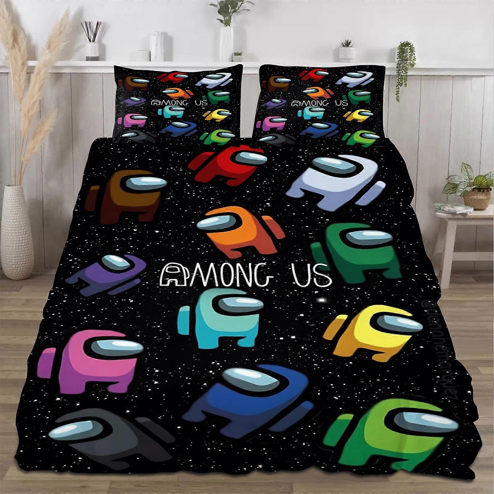 g1804 Among Us Bedding Comforter Sets,Queen Quilt Bedding Set,3 Pieces Set Bedding Twin Size,Colorful Soft Lightweight Print All Season 177*218CM tq18