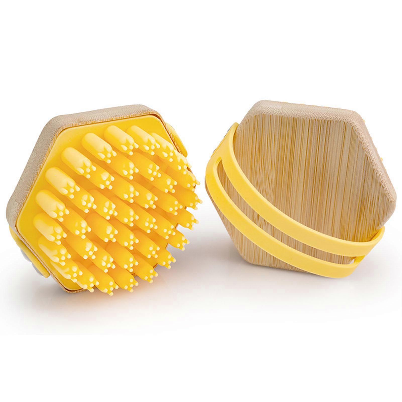 Bamboos Silicone Body Scrub Brush Clash-color Elastic Handle Skin Massage Brush for Women Men