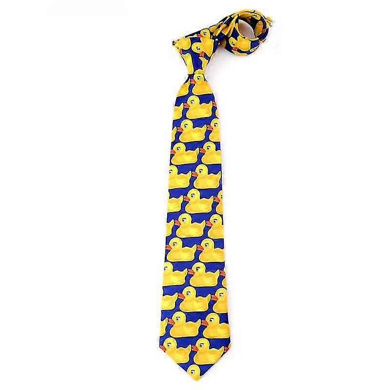 Uomini Donne Funny Yellow Duck Stampato Cravatta Imitazione Seta Cosplay Party Business Suit Cravatta