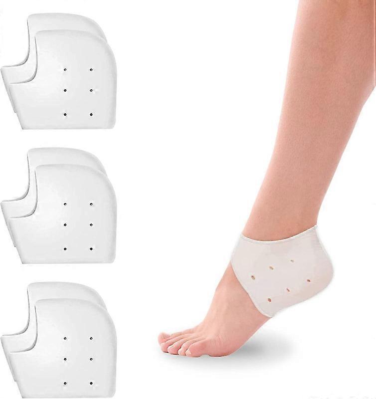 3ペアシリコンヒールプロテクター、調節可能な通気性ヒールパッド保護、保湿ジェルヒールプロテクター、痛みの緩和、足底筋膜炎、10
