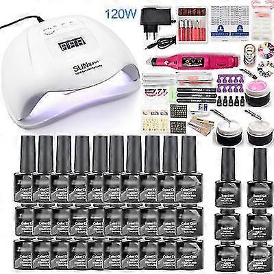 ネイルアートツールセット/ネイルアートセットネイルポリッシュ接着剤光線療法ランプ#t11