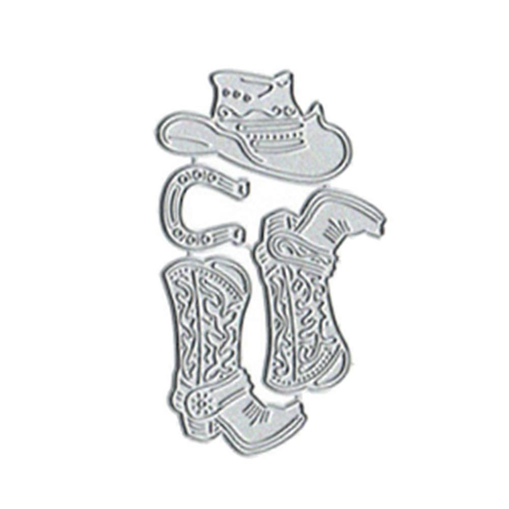 Cowboy Boots Hat Metal Cutting Die DIY Scrapbook Craft Card Making Stencil Mold