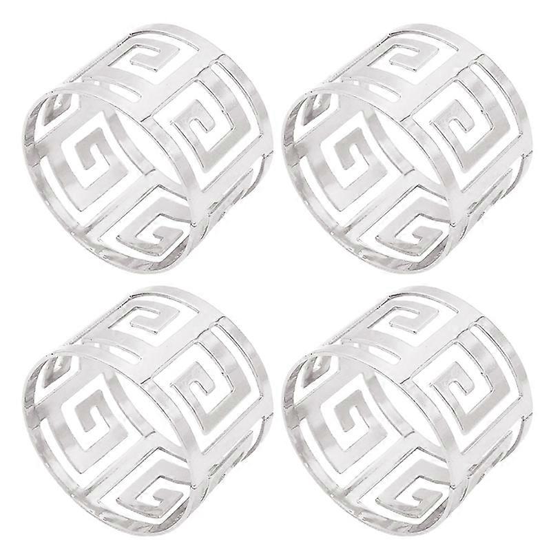 4Pcs Elegant Geometry Napkin Ring Metal Minimalist Design Serviette Buckles Table Decoration