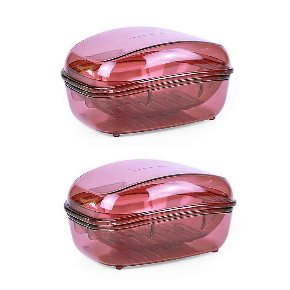 2 Pack Clear Plastic Soap Box for Home Kitchen Large Size Style 2