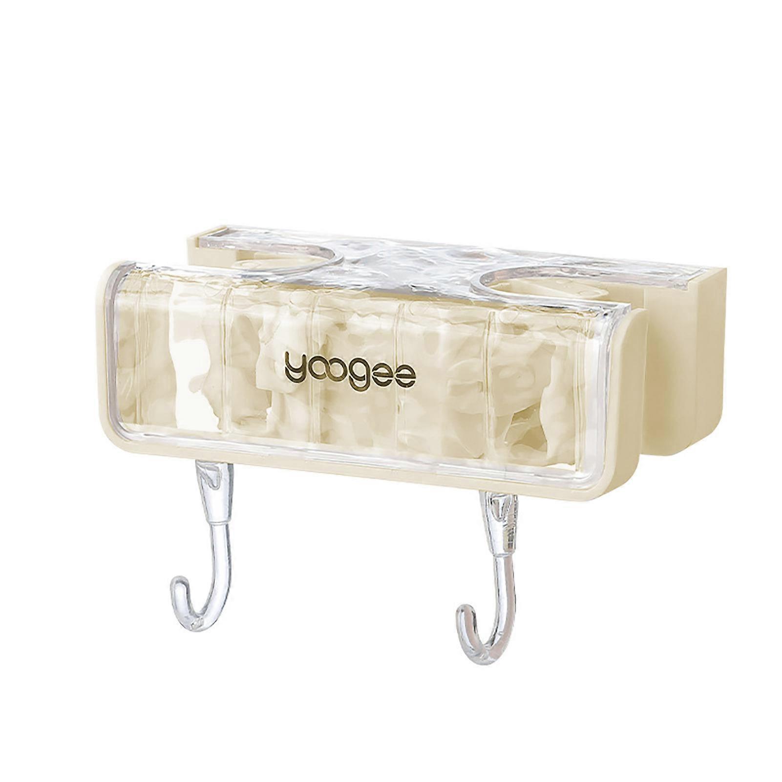 Mop Holder Double-ended Mop Clip Punch-free Broom Rack Space Saving Bathroom Organizer with Hook for Home