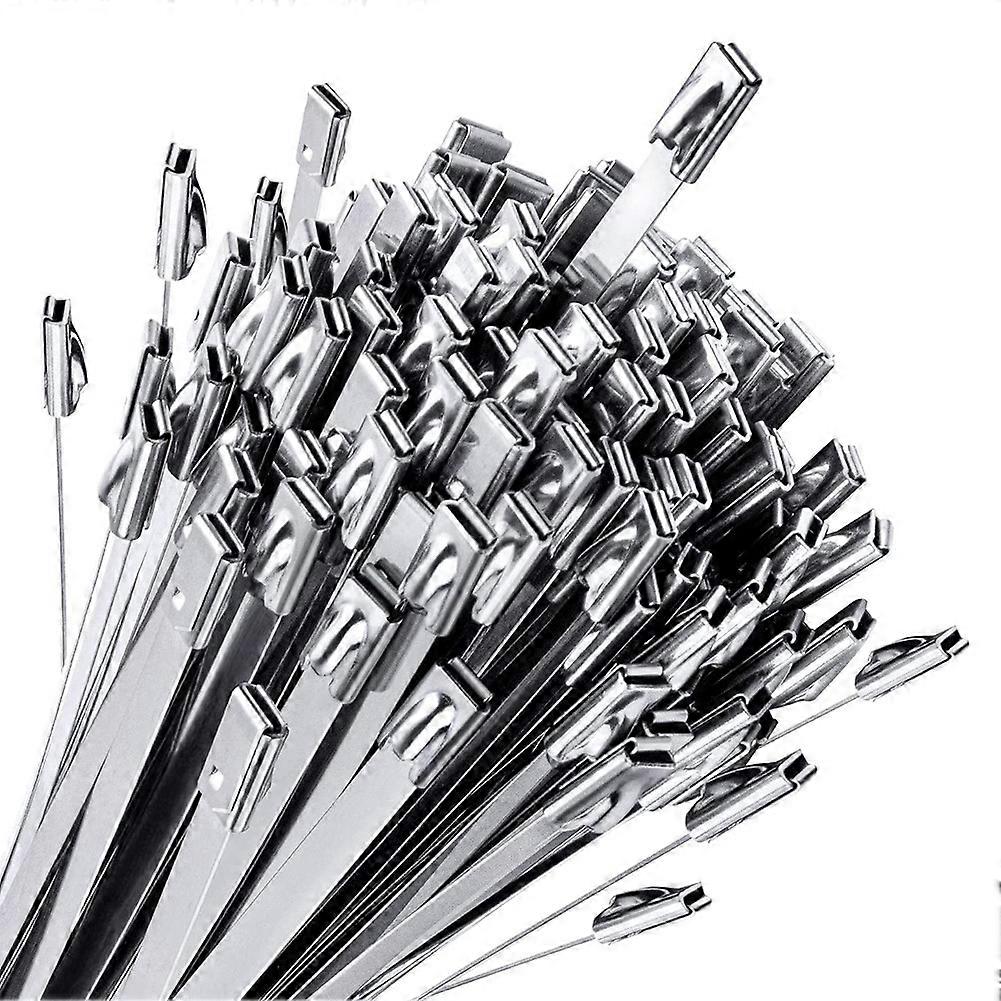 100Pcs Chain Link Fence Ties,Multi- Self-Locking Stainless Steel Zip Ties for Outdoor Garden Farm P