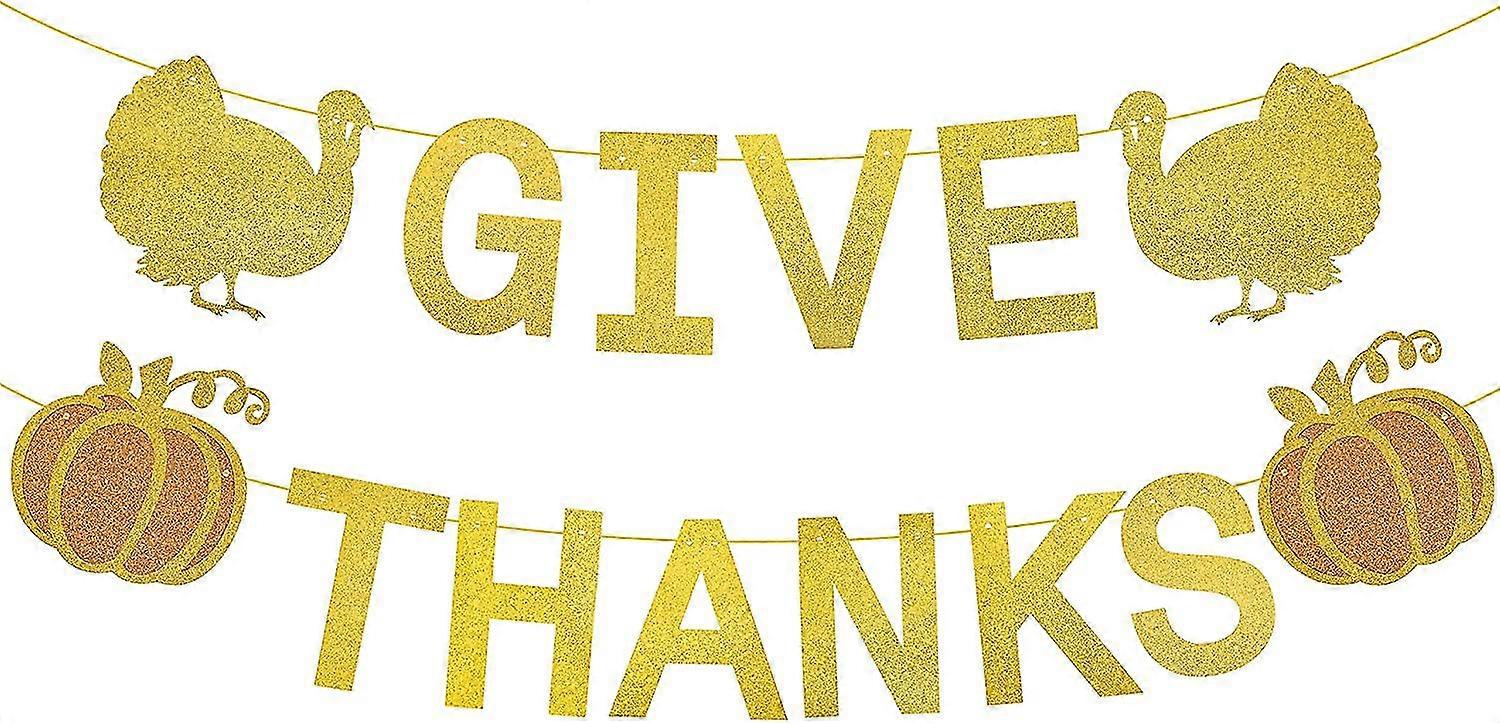 Give Thanks Banner, Gold Thanksgiving Banner, Thanksgiving Decorations