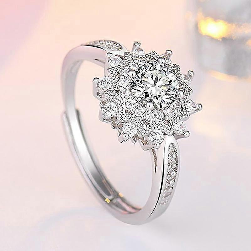 Moissanite Snowflake Ring Wedding Diamond Ring Opening Adjustment Ladies Ring