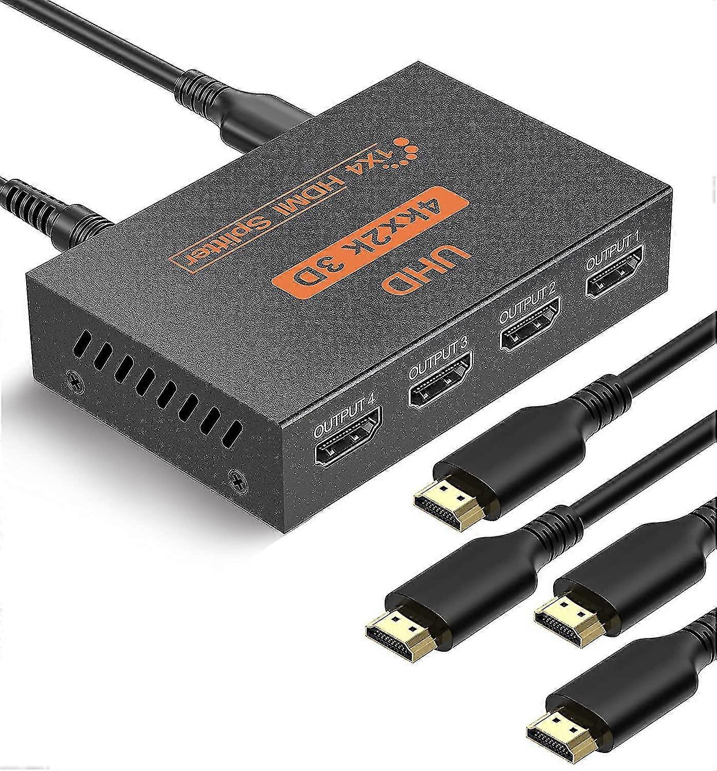 Hdmi Splitter Adapter 1 In 4 Out 4 Way Hdmi Distribution Supports 3d 4k 1080p Hdmi Splitte 1x4 Hdmi Splitter