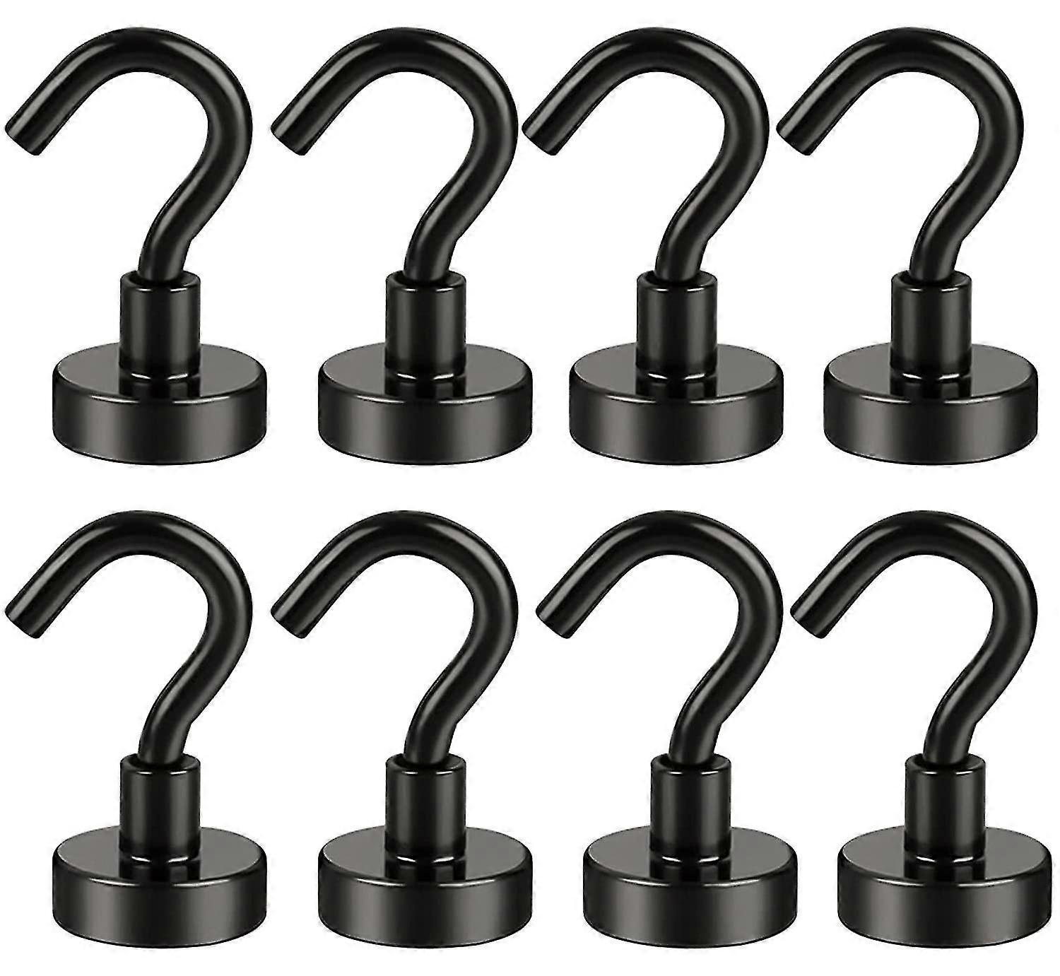 عبوة 61303489618328 خطافات مغناطيسية سوداء شديدة التحمل ، مغناطيس قوي 22 رطلا مع خطافات معدنية للثلاجة ، خطافات سوبر كروز للتعليق ، مغناطيس