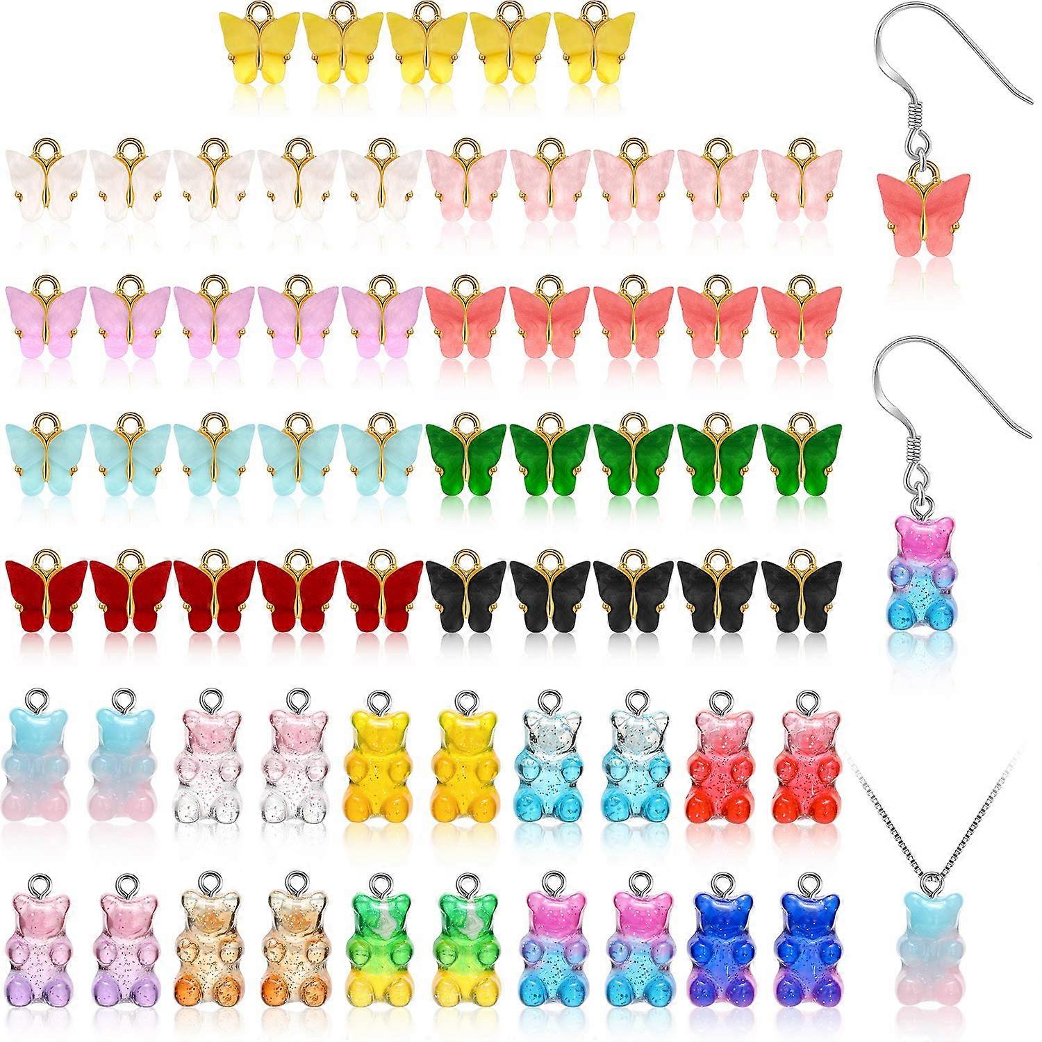 40PCS/65PCS Charms Farfalla Acrilica e Orso Candy Pendente Set