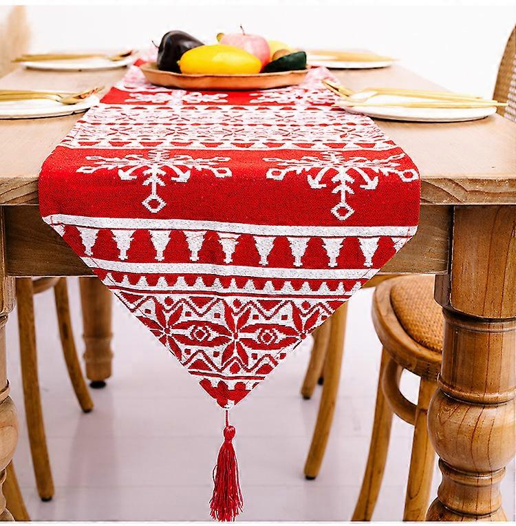 Rectangular Christmas Tablecloth Polyester 35*180m Christmas Tree Patterns for Christmas Table DecorationPrinted Christmas Tablecloth Absorbent Tablec