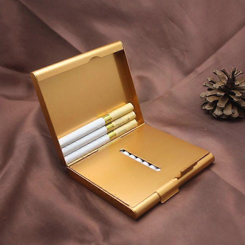 Gold Cigarette Case/Holder 2pcs Plastic Cigarettes for 20 Cigarettes Holder Cigarette Box Cigarette Case Double Sided Flip Open Pocket Cigarette Conta