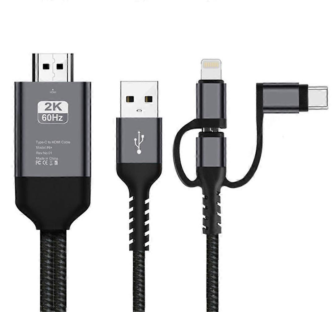 3 in 1 MHL USB Type C To HDMI -kaapeli 1080P HD TV -sovitin Androidille & IOS:lle