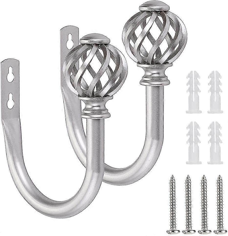 A Pair Of Nest Modeling Metal Curtain Hooks - Lightweight Decorative Curtain Drapery Tiebacks Holdbacks Metal Hook Decorative Hook (silver)