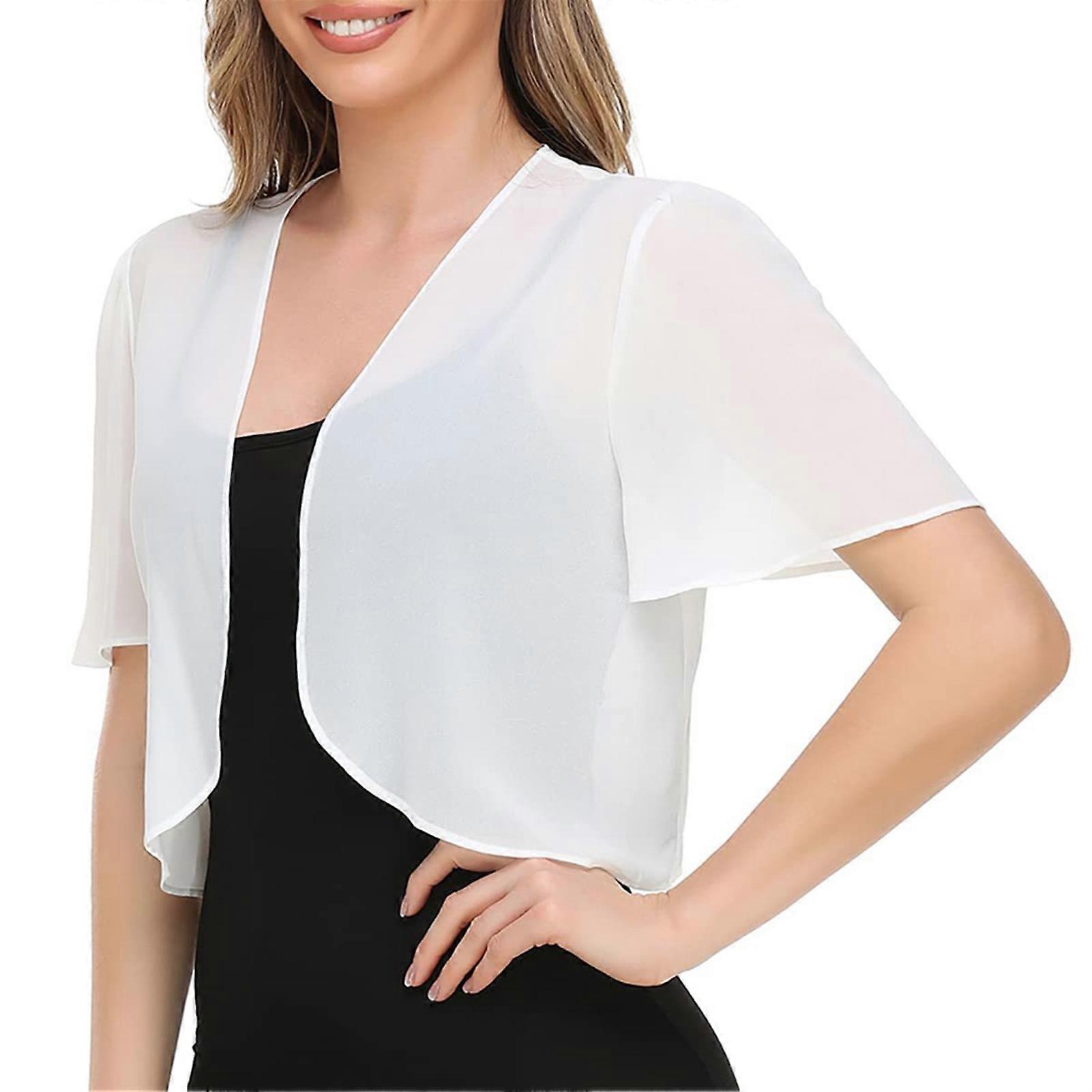 Women's Chiffon Cropped Cardigan Flowy Summer Shawl