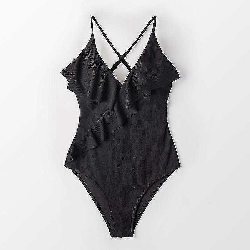 Womens One Piece Badpak Ruffle Wrap Getextureerde Strand Badmode Badpakken