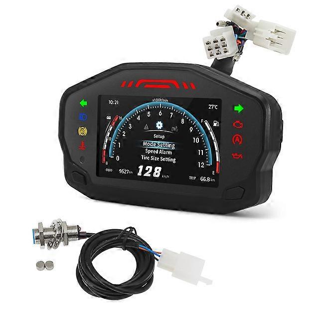 Digital Motorcycle Speedometer LCD Instrument Panel with Water Temperature Oil Level Mileage Moto Dashboard for 1/2/4 Cylinder
