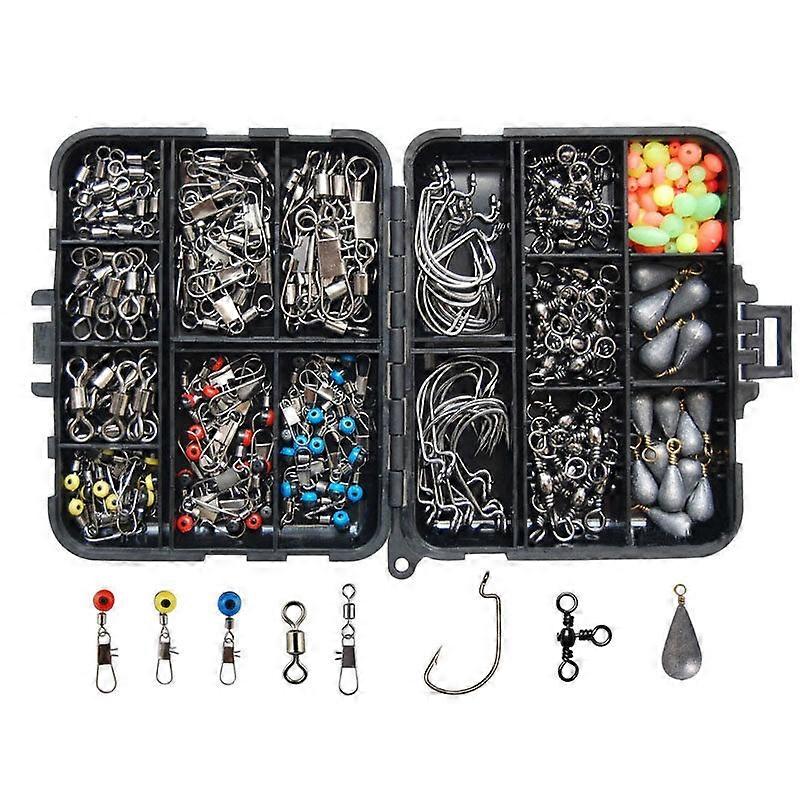177pcs F 157PCS Fishing Accessories Kit Set With Tackle Box Space Beans Jig Hooks Swivels,100% New